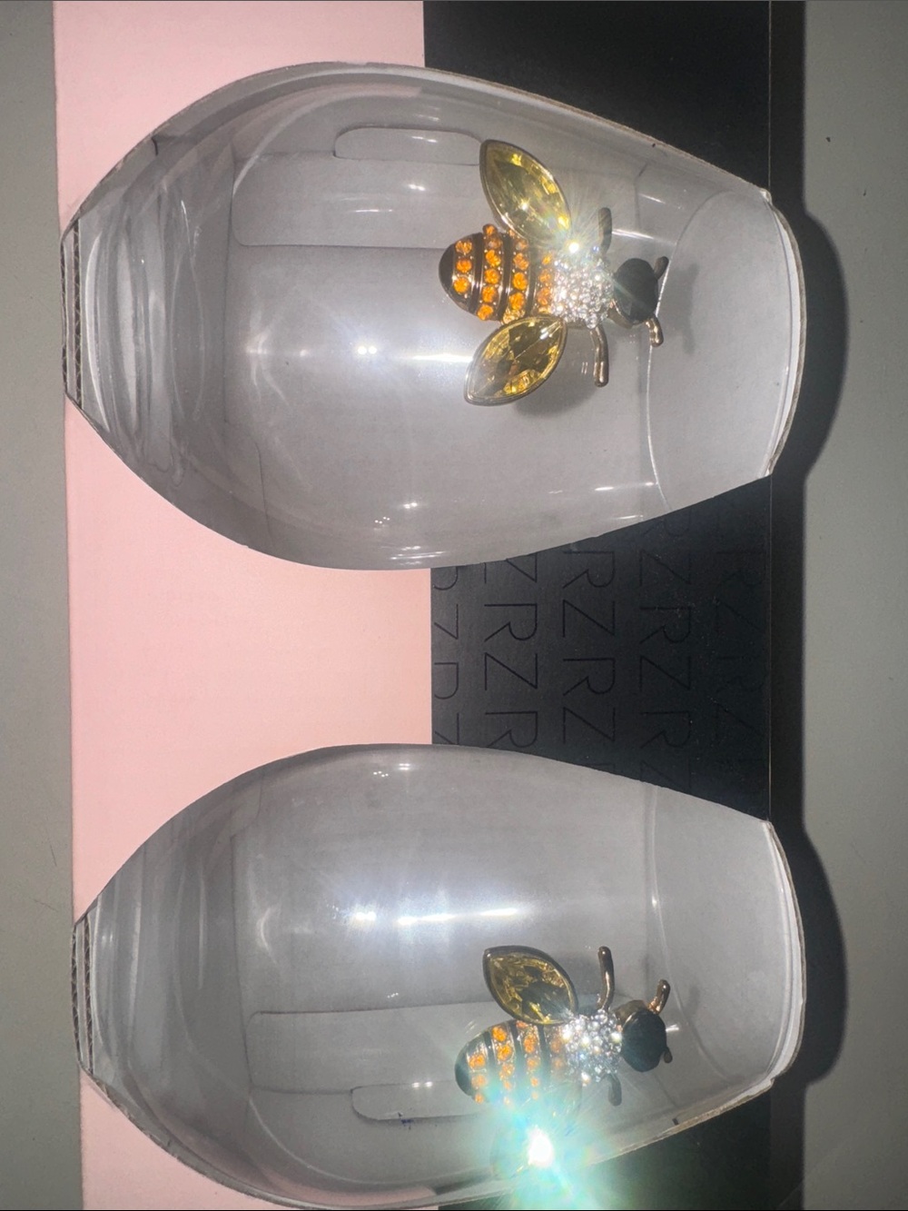 Rachel Zoe Clear Stemless Glasses with Gold Bee Accents